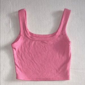 Pink Ribbed Women's Crop Top